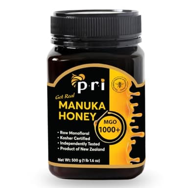P.R.I Manuka Honey MGO 1000+, Ultra‑Potent Monofloral New Zealand Honey, Rare Limited‑Harvest, Cool‑Processed & QR‑Traceable (500g/1.1lb)