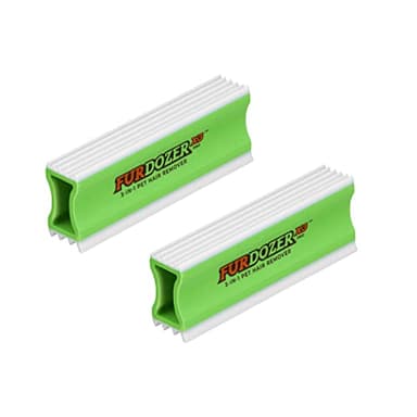 FurDozer Pet Hair Remover & Auto Detailing Tools - Cat & Dog Hair Remover for Carpets, Car Interiors, Couches, Bedding, & Pet Furniture (Green, (2 Pack) - X3 PRO)