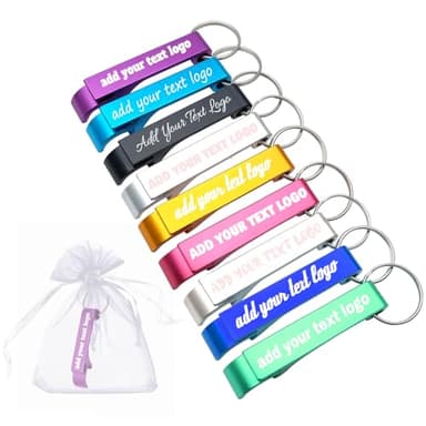 100pcs Personalized Bottle Opener Keychain Custom Aluminum Beer Bottle Opener Engraved Any Text/Logo Wedding Favors, Brewery, Bar, Anniversaries, Party, Property Agent, Guests, Graduation,Father's Day