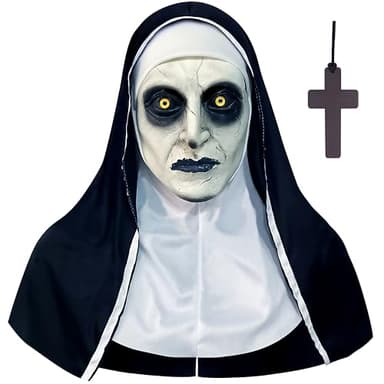 Orgoue Scary Nun Mask Halloween Mask Nun Costume Creepy Latex Mask for Women Adults for Cosplay Costume Props (NunMask)
