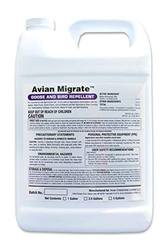Avian Migrate, Goose Deterrent, Bird Repellent Concentrate, Geese Repellent, Non-Toxic, Removes Geese from Yards, Parks, Beaches, Ponds and Ground, Made in The USA (1 Gallon)