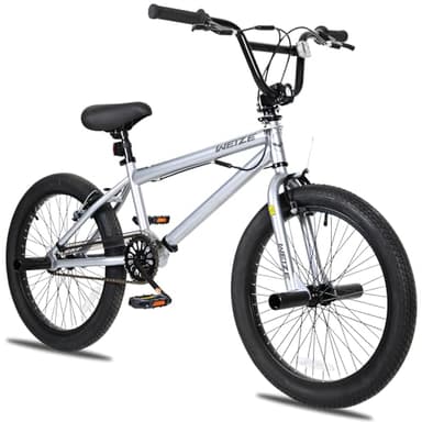 WEIZE Freestyle BMX Bike, 20 inch Trick Bicycle for Kids, Hi-Ten Steel Frame, 360 Degree Rotor Freestyle, 4 Pegs Single Speed Teen Bike for Boys Girls & Beginner-Level to Advanced Riders