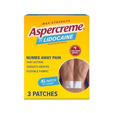 Aspercreme Lidocaine Pain Relief Patch XL for Back, Neck & Shoulder Pain, Topical Patches with Max-Strength 4% Lidocaine & Flexible Fabric Numbs Away Pain, 3 Ct.