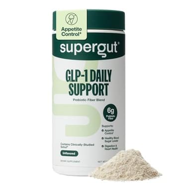 Supergut GLP1 Daily Support - High Fiber GLP-1 Supplement Powder for Women & Men - Sugar-Free Drink Mix for Gut Health (20 Servings)