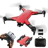 GPS Drone with 8K Camera for Adults Beginner 5G WiFi FPV Live Video Foldable Drone with Brushless Motor 60Mins Flight Time (2 Battery) Auto Return Follow Me Easy for Beginner (Red)