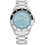 Citizen Men's Automatic Stainless Steel Watch, Light Blue Dial, Black and Silver Bezel, 3 Hand, Day/Date (Model: NH7530-52L)