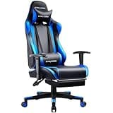 GTRACING Gaming Chair with Footrest, Ergonomic Computer Game Desk Chair, Reclining Gamer Chair Seat Height Adjustment, Swivel Rocker with Headrest and Lumbar (Navy Blue)