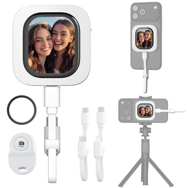 Phone Vlog Selfie Monitor Screen, Exclusive Outdoor AMOLED HD Display, Sunlight Visible, Fully Unlock Your iPhone Rear Camera for Vlogging, Recording, and Live Streaming, Compatible with iPhone