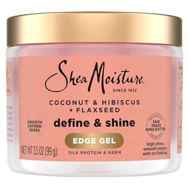 Shea Moisture Define & Shine Edge Gel + Flaxseed Coconut & Hibiscus Holds and Controls Edges All Day Infused With Glycerin, Coconut Oil and an Invigorating Sweet Scent Paraben-Free Hair 3.5 OZ