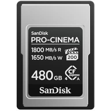 SanDisk 480GB PRO-Cinema CFexpress Type A Card - Up to 1800MB/s Read Speeds & Up to 1650MB/s Write Speed, Type A Memory Card, 4K/6K/8K Video Capture - SDCFEA-480G-GN4NN