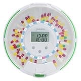 JULOS Automatic Pill Dispenser with Safety Lock, Flashing Light, Sound, Alarm, 28-Day Electronic Medication Dispenser for Vitamins and Tablets Up 6 Times/Day, Easy Read Display, Clear Lid