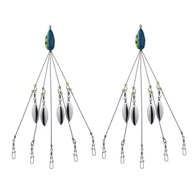 2Pcs Umbrella Rigs for Bass Stripers Fishing, Blue Freshwater Fishing Swimbait Lures Rig Kit, Lures, Baits Attractants