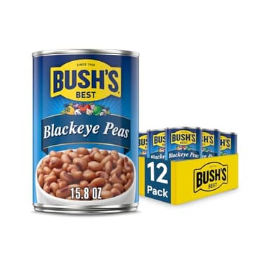BUSH'S BEST 15.8 oz Canned Blackeye Peas, Source of Plant Based Protein and Fiber, Low Fat, Gluten Free, (Pack of 12)