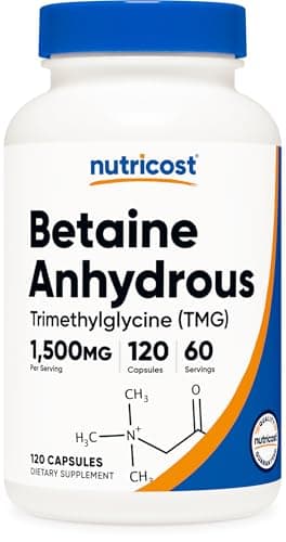Nutricost Betaine Anhydrous Capsules 1500mg, 60 Servings - Gluten Free, Non-GMO, 750mg Per Cap, 120 Capsules