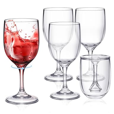 Remerry 4 Pack Unbreakable Wine Glass - Travel Detachable Clear Wine Glass, Plastic, Foldable, Portable, Collapsible, Outdoor, Camping, Picnic