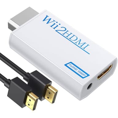 GANA Wii to hdmi Converter, wii to hdmi Adapter, 1080p 720p Connector Output Video & 3.5mm Audio - Supports All Wii Display Modes (wii to hdmi White)