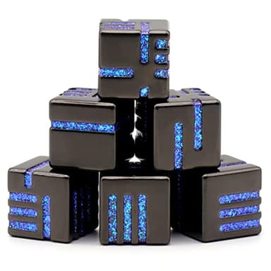 D6 Metal Dice Set, HNCCESG 6 Sided Dice 6 Pieces Solid Metal Game Dice for DND Dungeons and Dragons Role Playing Game RPG D&D Accessories Gift (Glitter Blue)