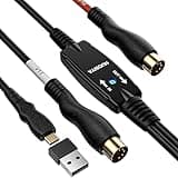 NUOSIYA Type-C to MIDI Cable 6.5Ft,Type-C MIDI Interface Adapter,MIDI to Type-C Cable Converter ​for Music Keyboard Piano to PC Mac Laptop Windows Android