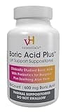 vH essentials Boric Acid Plus Vaginal Suppositories, Prebiotic Infused with Soothing Aloe Vera, pH Support Formula Fights Odor and Promotes Freshness, 600mg Boric Acid, 30 Count