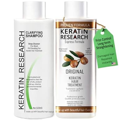 Brazilian Keratin Hair Straightening Complex (2x 120ml) - Blowout Long-Lasting Treatment with Argan Oil for Smooth, Professional Straightening Results - Keratin Research