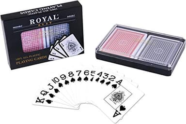 2-Decks Royal Poker Size 100% Plastic Playing Cards Set in Plastic Case, Waterproof (Large Index)