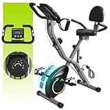 LINBOLUSA Indoor Exercise Bike for Seniors, 5 IN 1 Foldable Stationary Bike with 16-Level Magnetic Resistance and Tri-Position Ride, 300LBS Capacity, 5.5 LBS Flywheel, for Home Workout 817 Black
