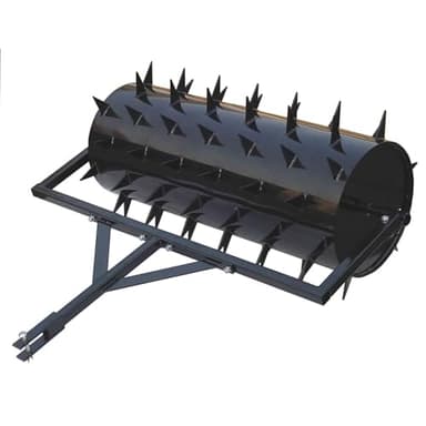 Yard Tuff 48 Inch Wide Drum Spike Aerator with Pin Style Hitch and Lawn Roller Construction for Lawn, Patio, and Gardening Essentials, Black