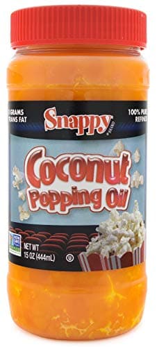 Snappy Butter Flavored Coconut Oil for Home Movie Theater Popcorn, Naturally Colored with Beta Carotene, 15 ounce, Premium Cooking Oil for Snack Preparation