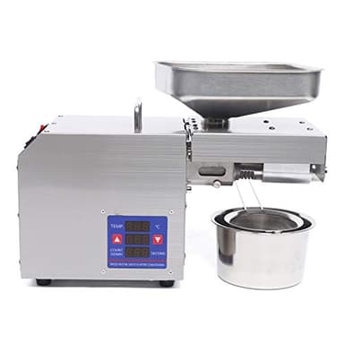 Commercial Automatic Oil Press Machine, 600W Cold Hot Press Stainless Steel Seed Oil Maker, 50-250℃ Temperature Adjustable, Electric Oil Press Machine for Peanut Sesame Canola Soybean Sunflower Seeds