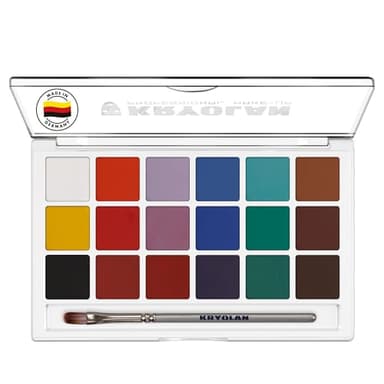 Kryolan - 18 Color Face Paint Set - Professional Face/Body Paint - Facepaint Makeup Palette Kit for Party, Halloween Costume, Cosplay, Theater, Stage, Clown - SFX Face Painting Kit for Kids & Adults
