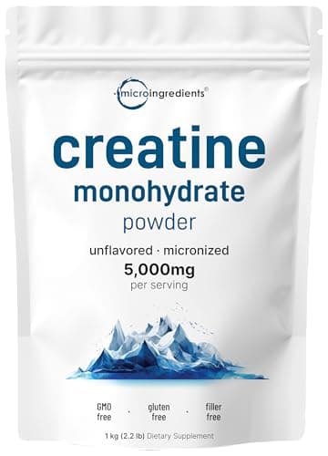 Creatine Monohydrate Powder 1 kg (2.2 Lbs), 5000mg Per Serv, Micronized Creatine Powder, Unflavored, Pure, No Filler, Keto & Vegan Friendly, Easy Dissolve Pre Workout Creatine for Women and Men
