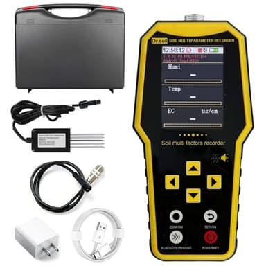 7 in 1 Soil Tester, Nitrogen Phosphorus Potassium NPK Tester, Handheld Soil PH Meter Kit, Temperature, Conductivity, Moisture, EC Meter for ​Petrochemical, Agriculture - Yellow