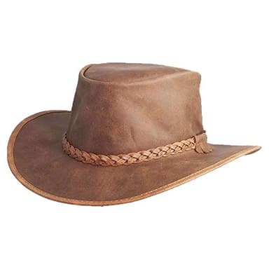 American Hat Makers Crusher Medium Leather Cowboy Hat for Men and Women | Premium Crushable Outback Hat | Handcrafted, Lightweight, and Durable Outdoor Leather Hats for Travel and Outdoors Copper
