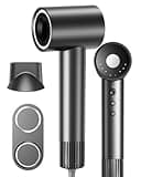 Nandme Hair Dryers for Women, 110000 RPM High Speed Blow Dryer, 200 Millions Negative Ionic Hair Dryer, 1600W Quiet Hairdryer for Travel, Hair Dryer with Nozzle, 4 Temp & 3 Speed Setting, Gray