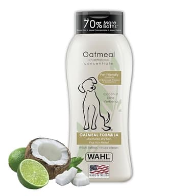 Wahl USA Dry Skin & Itch Relief Pet Shampoo for Dogs – Oatmeal Formula with Coconut Lime Verbena Scent & Pet Friendly Formula, 24 Oz - Model 820004A