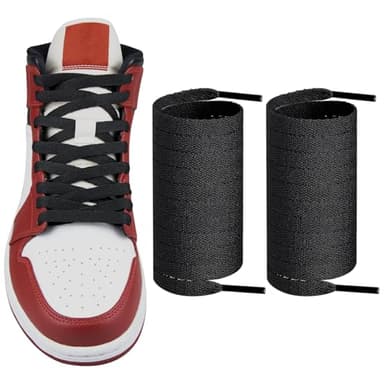 Endoto Shoelaces for Air Jordan 1/2/3/4/5/6/7/8 Replacement Flat Polyester Laces Sneaker Shoes(Color:Black,Size:65Inch)