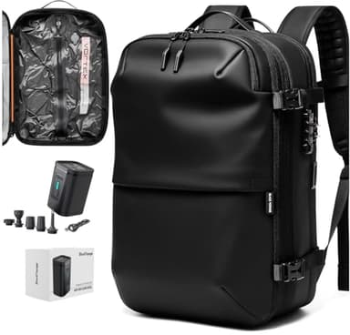 BlackVoyage Vortex Vacuum Seal Travel Backpack 60L Expandable Air Compression System Water Resistant TSA Lock Carry-On Suitcase Luggage Black AERO - Vacuum Pump Included