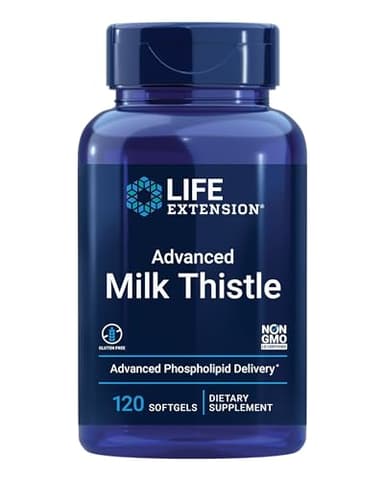 Life Extension Advanced Milk Thistle, Liver Health Supplement, Liver Detox, Cell Division, silymarin, silybin, bioavailable, Gluten Free, Non-GMO, 120 softgels