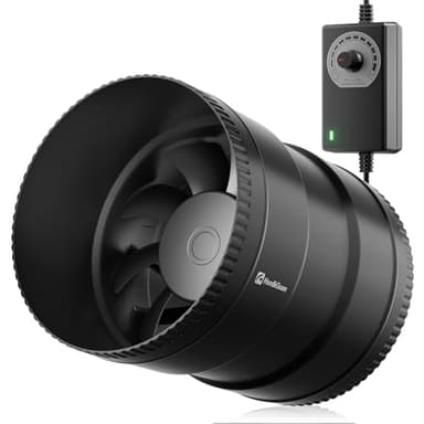 Hon&Guan 6 Inch Inline Booster Duct Fan with Speed Controller - 345 CFM Airflow with 19.2W Ultra-Low Power and Low Noise