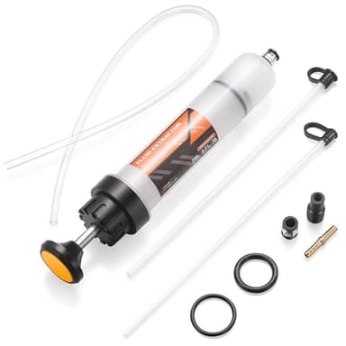 FOUR UNCLES 200cc Fluid Extractor & Fill Pump for Automotive Use - Oil Syringe with a 23" Hose & Two 12" Extension Tubes for Easy Oil Change