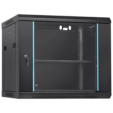 VEVOR 9U Wall Mount Network Server Cabinet, 15.5'' Deep, Server Rack Cabinet Enclosure, 200 lbs Max. Ground-Mounted Load Capacity, with Locking Glass Door Side Panels, for IT Equipment, A/V Devices