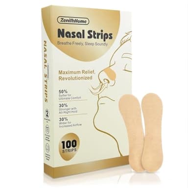 ZenithHome Nasal Strips 100 Count, Upgraded Softer & Stronger for Snoring Relief and Snoring Solution, Extra Strength Nose Strips for Breathing, Anti Snoring Devices for Sleep & Sport, Deeper Sleep