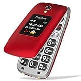 Easyfone Prime-A1 Pro 4G Easy-to-Use Flip Cell Phone, 2.4'' HD Display, Big Buttons, Clear Sound, Large Fonts, SOS Button, SIM Card Included, Dumbphone with 1500mAh Battery and a Charging Dock (Red)