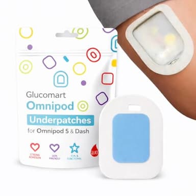 Glucomart Omnipod Underpatch - Hypoallergenic Adhesive Skin Barrier Patches for People with Omnipod Adhesive Allergies - Compatible with Omnipod 5 & Dash (10 Count)