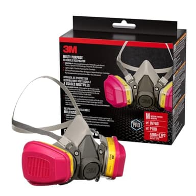 3M P100 / OV / AG Multi-Purpose Reusable Respirator 62023 Medium Size NIOSH-APPROVED P100 / Organic Vapor / Acid Gas Rated Filters Adjustable Head Straps Comfortable & Lightweight (62023H1-DC)