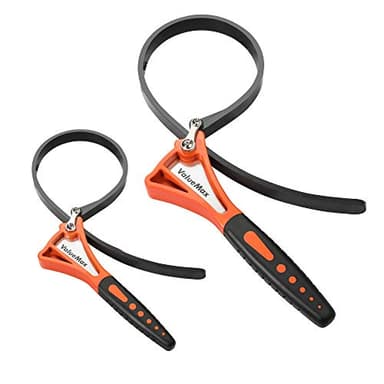 ValueMax 2-piece Strap Wrench Set, Adjustable Oil Filter Wrench with Max Diameter 4" (Small) & 6" (Large) for Shower Head Water Filter, Jar Opener Set