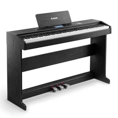 Donner DDP-95 Digital Piano with 88 Key Weighted Keyboard, Beginner Full Size Electric Piano Keyboard Boast Wireless Connection, 4.3" LCD, Record, 610 Tones, 600 Rhythms, 3 Piano Teaching Modes, Black