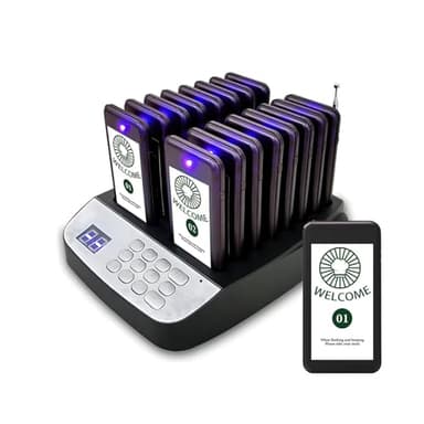 Restaurant Pager System,Pagers for Restaurants 1640ft Long Range,Social Distancing Keeping 16 Pagers and Buzzers,Waterproof Beepers Restaurants|Food Truck| Church Nursery|Cafe