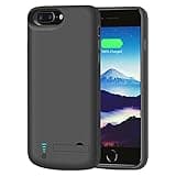 RUNSY [New] Battery Case for iPhone 8 Plus / 7 Plus / 6S Plus / 6 Plus, 6000mAh Rechargeable Extended Battery Charging/Charger Case, Adds 1.5X Extra Juice, Supports Wired Headphones Black