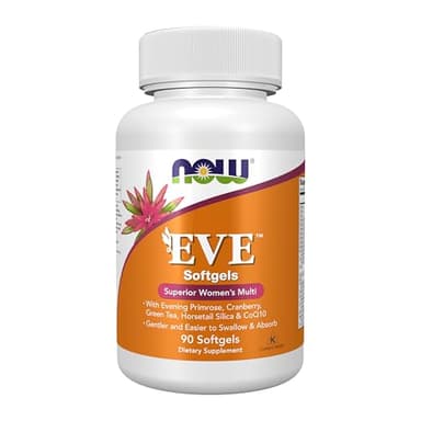 NOW Foods Supplements, Eve™ Women's Multivitamin with Evening Primrose, Cranberry, Green Tea, Horsetail Silica & CoQ10, 90 Softgels